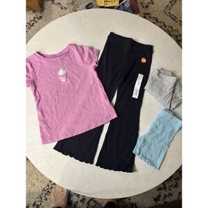Black Flare Leggings Carters "I'm Extra" Tee Lot Girls Size 4-5 Shorts Outfit